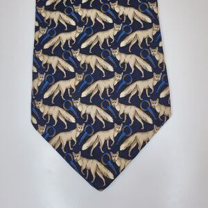 Brooks Brothers Makers Rare Navy Arctic Fox Hunt Motif Tie Silk Twill Necktie
